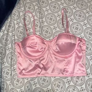 NEW Light Pink Corset Satin Top Shein